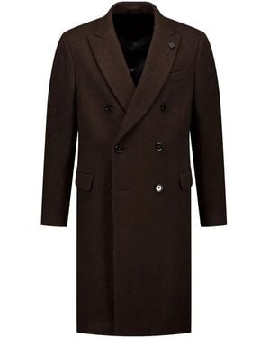 Lardini ブローチディテール ダブルコート - ブラック