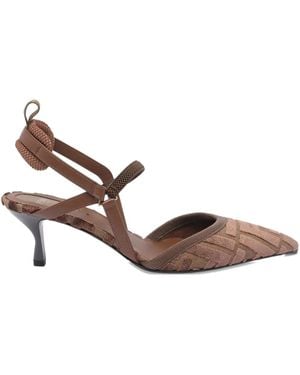 Fendi Pumps Con Logo Ff 55Mm - Marrone