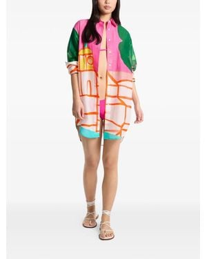 Michael Kors St Tropez Graphic-Print Shirt Dress - Red