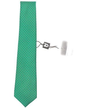 Kiton Geometric-Print Silk Tie - Green