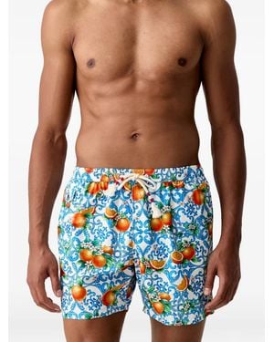 MC2 Saint Barth Graphic-Print Drawstring Swim Shorts - Blue