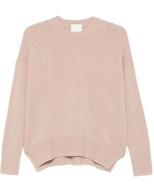 Allude Round-Neck Cashmere Sweater - Pink