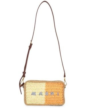 Marni Seaside Logo-Embroidered Woven Crossbody Bag - Metallic