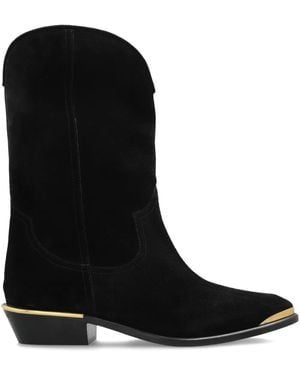 Isabel Marant メタリックトゥ スエードブーツ - ブラック