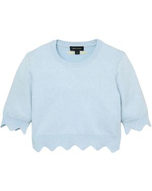 Marc Jacobs Daisy Scalloped Cropped Sweater - Blue