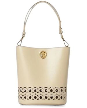 Coccinelle Nikla Laser-Cut Leather Shoulder Bag - White