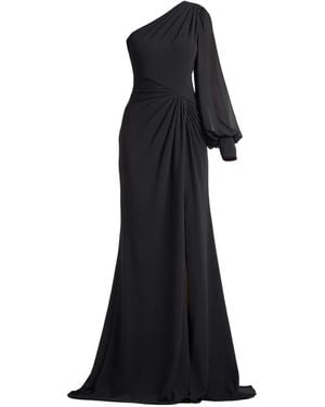 Tadashi Shoji One-Shoulder Draped Gown - Black