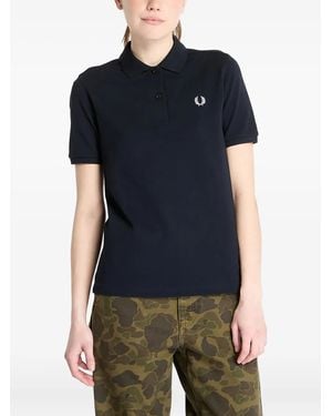 Fred Perry Logo-Embroidered Polo Top - Blue