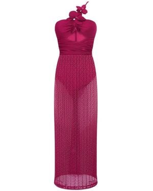 PATBO Robe Mi-Longue Petal Sheen À Appliqué Floral Et À Une Bretelle - Pink