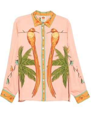 FARM Rio Camisa Con Estampado De Pájaros - Blanco