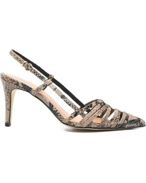 The Seller Python-Print Leather Court Shoes - White