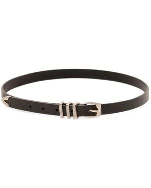 Pinko Leather Belt With Rhinestones - White