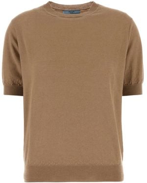 Prada Cashmere Short-Sleeve Jumper - Brown