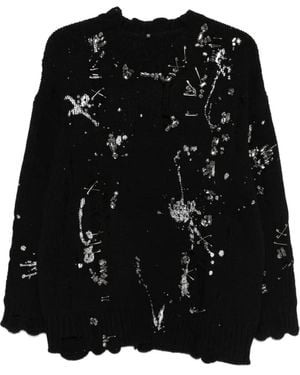 R13 Distressed Crystals Pin Jumper - Black