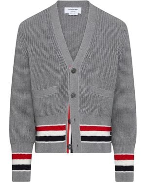Thom Browne Button-Fastening V-Neck Cardigan - Gray