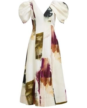 Aje. Vestido midi Bisou con volantes - Rojo