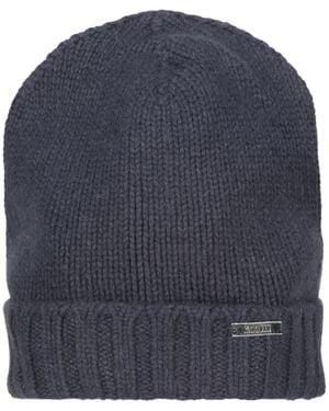 Moorer Vetta Ribbed-Knit Beanie Hat - Blue