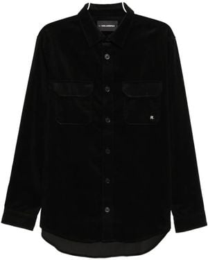 Karl Lagerfeld Logo-Patched Corduroy Overshirt - Black