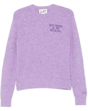 Mc2 Saint Barth Wollen Trui Met Borduurwerk - Paars