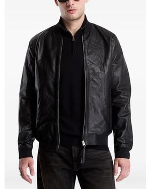 AllSaints Morten Goat Skin Bomber Jacket - Black