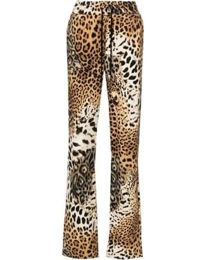Roberto Cavalli Jaguar Skin-Print Cotton Track Trousers - Natural