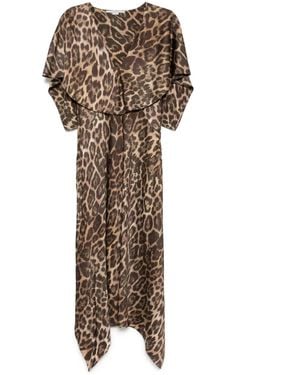 Stella McCartney Leopard Print Midi Dress - Brown