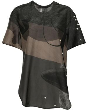 JNBY Oversized-Top Mit Abstraktem Vintage-Print - Schwarz