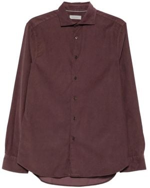 Canali Camisa De Manga Larga - Morado