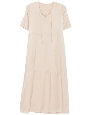 Private 0204 Tiered Tie Midi Dress - White