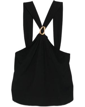 forte_forte Buckle-Detail Crepe Top - Black