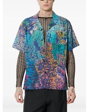 BBCICECREAM Reef-Print Short-Sleeve Shirt - Blue