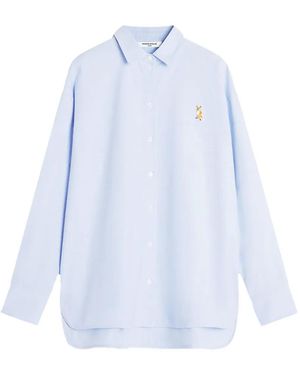 Maison Kitsuné Hemd mit Lady Fox-Stickerei - Blau