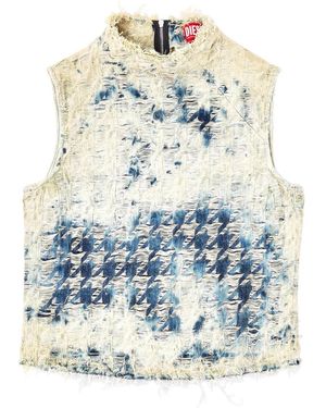 DIESEL Denim Houndstooth Vest - Blue