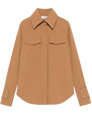 Elisabetta Franchi Cotton Shirt With Pockets - Natural