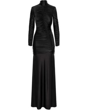 Murmur Long-Sleeve Ruched Dress - Black
