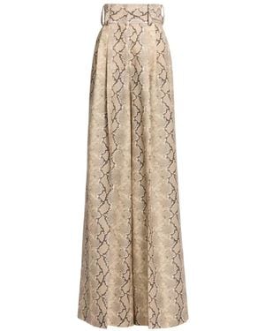Elie Saab Python-Print Virgin-Wool Trousers - Natural