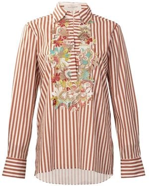 Silvia Tcherassi Karole Striped Floral Blouse - White