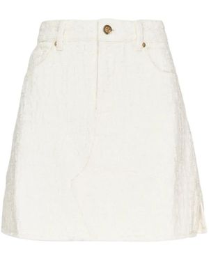 Self-Portrait Textured Denim Mini Skirt - White