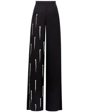 Gemy Maalouf Beaded Wide-Leg Trousers - Black