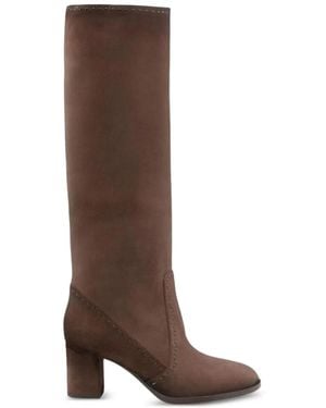 Santoni Bottines À Talon Bloc Et Surpiqûres - Brown