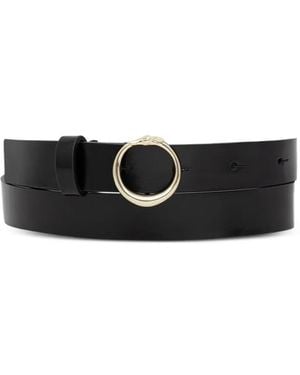 Trussardi Circular-Buckle Leather Belt - White