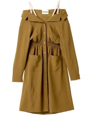 Miu Miu Sablé button-front smocked dress - Natur