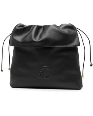 Coccinelle Logo-Plaque Drawstring Shoulder Bag - Black
