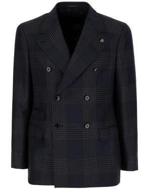 Gabriele Pasini Double-Breasted Checked Blazer - Black