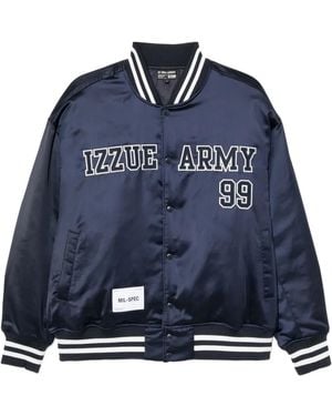 Izzue Logo-Embroidered Bomber Jacket - Blue