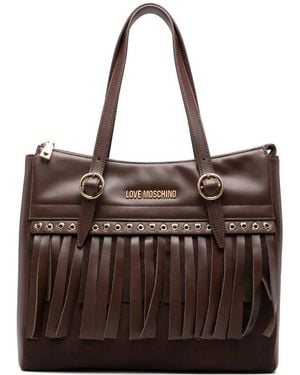 Love Moschino Fringe-Detail Leather Tote Bag - Brown