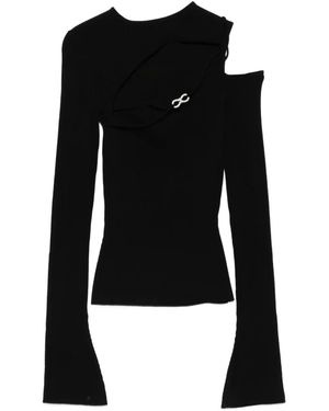 Mach & Mach Cut-Out Bell-Sleeve Blouse - Black