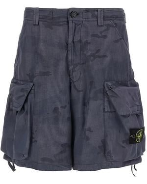 Stone Island Camouflage Bermuda Shorts - Blue