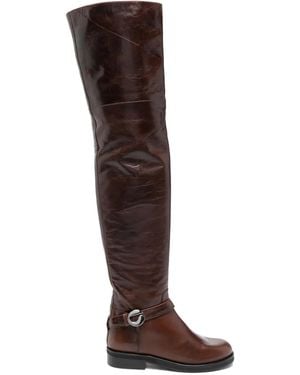 Coperni Leather Over-The-Knee Boots - Brown