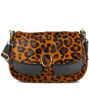 Orciani Kate Alba Umhängetasche mit Leopardendetail - Braun